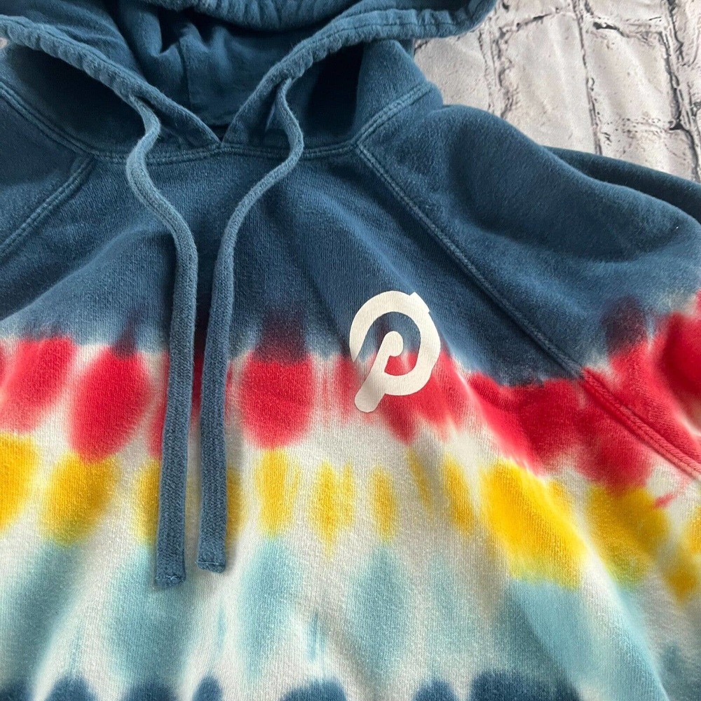 Peloton Spiritual x Gangster Tie Dye Hoodie Pullover S Blue Pink Yellow - Picture 3 of 5